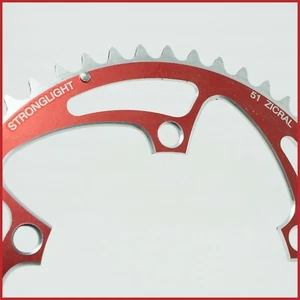 NOS STRONGLIGHT ZICRAL CHAINRING RED 51t TEETH 130 SPEED ALLOY FOR SHIMANO - Picture 1 of 3