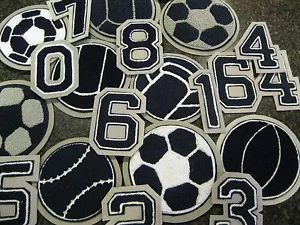 Navy Chenille White Outline w/ Gray Felt Letterman Jacket Patches Crafts - Picture 1 of 30