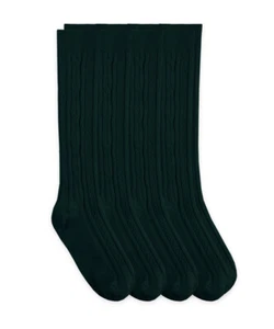 Jefferies Socks Girls School Uniform Cable Knit Dress Knee High Socks 4 Pair PK - Picture 1 of 9
