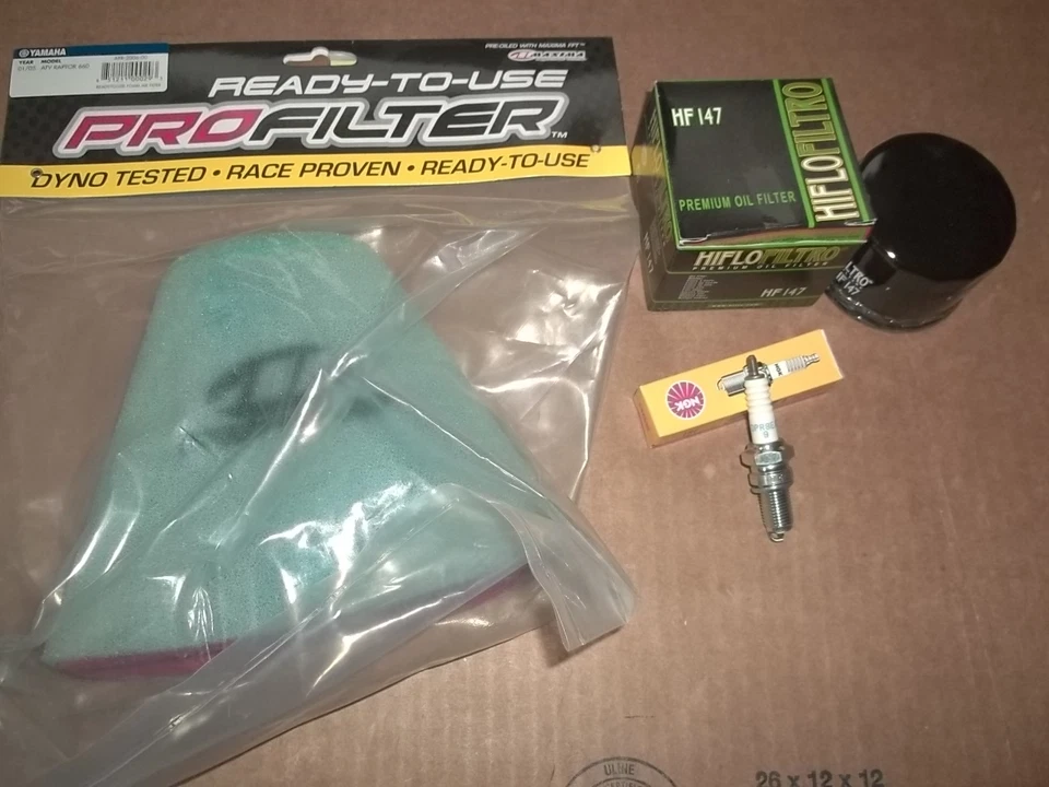 Filtro de ar filtro de óleo e vela de ignição NGK 2001-2005 Yamaha Raptor 660 YFM660R - Imagem 1 de 1