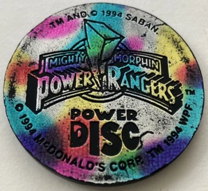 Vtg 1994 Plastic POG Slammer WPF Mighty Morphin Power Rangers Logo Power Disc - Picture 1 of 3