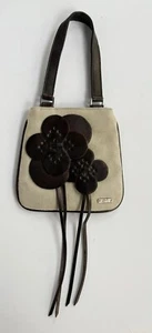 *VINTAGE* FIORELLI Beige Gamuza Pequeño Micro Bolso Bolsa con Detalles de Cuero - Imagen 1 de 3