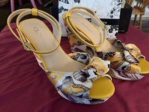 Spring Summer 5" Platform Wedge Strappy Sandal 7.5  Seashell Yellow Bright NIB - Picture 1 of 11