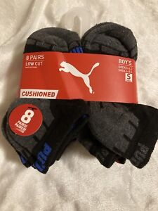 New In Package boys puma socks low cut 8 pairs Shoe size 4-8.5