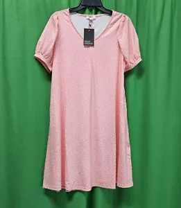 14W. Women's Plus Size Summer Casual Puff Sleeves V Neck Short Mini Dress Teens  - Picture 1 of 19