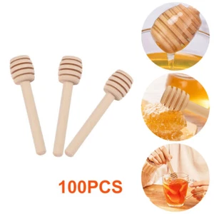 100 Stück/Set 8cm Holz Honiglöffel Löffel Dipper Honigheber Stick Honignehmer - Bild 1 von 11