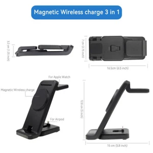 15W Wireless Charger Charging Station 3In1 Stand Portable Charging Stand - Photo 1 sur 12