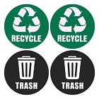 4Pcs Recycle Sticker Trash Can Bin Labels 5 Inch Recycling Vinyl Green Black