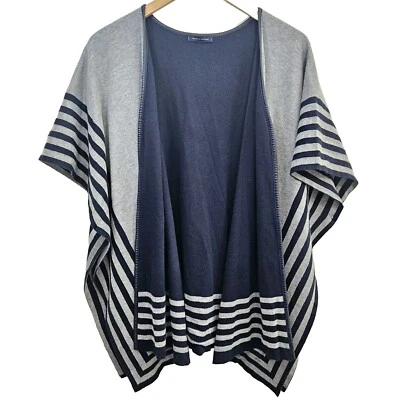 Tommy Hilfiger Mujer Talla Única Cárdigan Abierto Poncho Capa Gris Azul Marino Foto 1 de 4