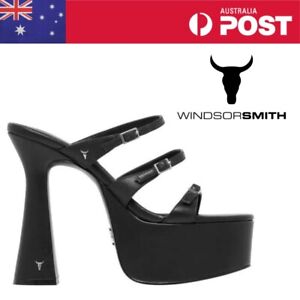 Windsor Smith HIGHNESS BLACK LEATHER Brand New Size 10 Women’s Platform Sandal