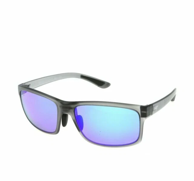 Maui Jim Pokowai Arch Rectangular Sunglasses - Translucent Matte Grey/Blue Hawaii Polarized