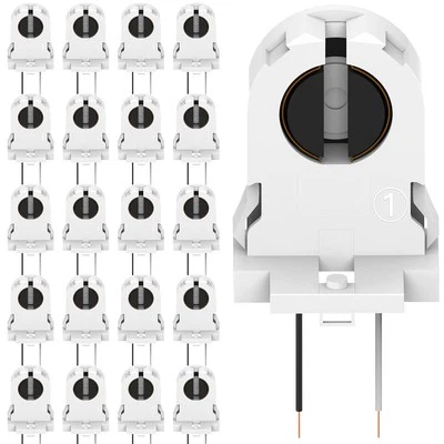 20-Pack JACKYLED Screw Type T8 Lamp Holder with Wires UL Non-shunted White  - Image 1 of 4