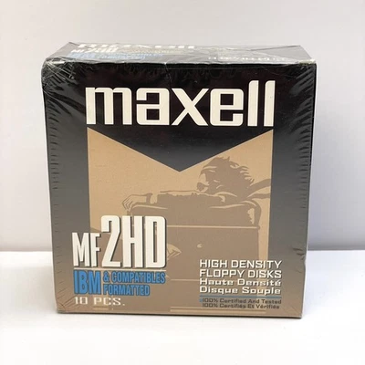 Nuevos disquetes Maxell MF2HD de alta densidad paquete de 10 sellados de fábrica NUEVO STOCK ANTIGUO Foto 1 de 4
