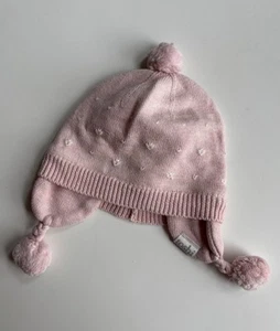 Toshi baby girl size XXS pink knitted beanie hat pom poms, VGUC - Picture 1 of 2