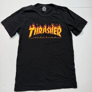 Thrasher Magazine Shirt Mens Small Black Flame Logo Skate Graphic Tee - Picture 1 of 5