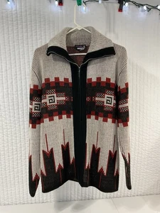 VINTAGE Dimension By Milford Sweater XL USA Made Zip Front Southwest Aztec Knit - Picture 1 of 8