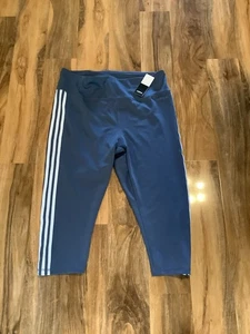 Bnwt Adidas 2xl Uk 24-26 Blue 3/4 Leggings Tecnik Tights  - Picture 1 of 2