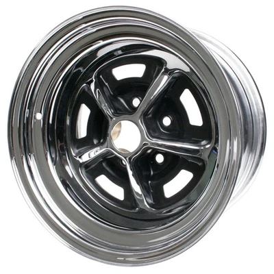 Chrome/ Black 15"X8" Magnum 500 Single Wheel Mustang 65-73 - Image 1 of 4