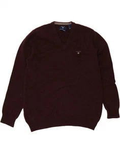 GANT Womens V-Neck Jumper Sweater UK 18 XL Purple Wool BI10 - Picture 1 of 3