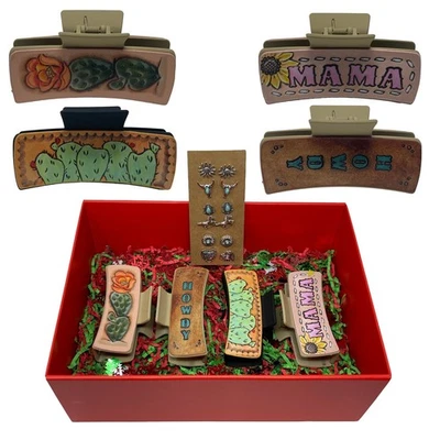 Западные заколки для волос для женщин с ковбойскими серьгами - рождественские подарки для девочек - Изображение 1 из 4