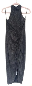 Quiz Damen-Abendkleid silberfarben Neckholder gerafft Stretch Glitzer – UK-Größe 12 - Bild 1 von 9
