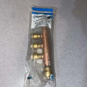 SharkBite 25552LF Verteiler mit Steckabzweigen, 3 Anschlüsse offen, Messing - Bild 1 von 3