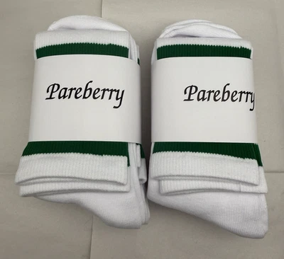 Calcetines Clásicos Triple Rayas Algodón Suave en la Pantorrilla Retro Blanco/Verde Tubo LEER Foto 1 de 4