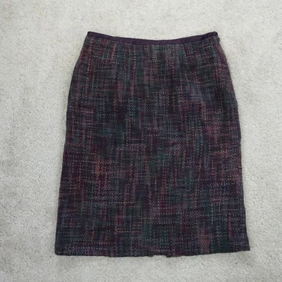 Apostrophe Tweed Pencil Skirt Womens Size 10 Purple Green Wool Blend Retro Class - Image 1 of 4