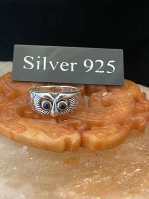 Anillo de búho de plata maciza Foto 1 de 4