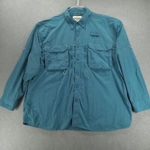 Cabelas Fishing Shirt Mens 2XL Blue Caped Guidewear GXII Side Vents Roll Tab - Picture 1 of 12