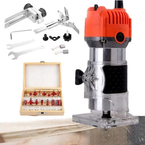 Oberfräse Kantenfräse Trimmer Holz Fräse Tischfräsmaschine 800W mit Zubehörset - Bild 1 von 23