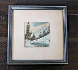 Edouard Mathys Original Watercolor Signed Vintage 8.75" in Square Frame Quebec - Picture 1 of 5