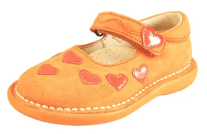 DE OSU-FARO - Spanien - Mädchen orange Nubukleder Herz Schuhe - EU 25 - Größe 8 - Bild 1 von 5