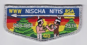 USA BOY SCOUTS OF AMERICA - OA NISCHA NITIS LODGE 410 25TH ANNIV 1994 FLAP PATCH - Picture 1 of 2