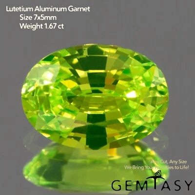 Cut stone - LuAG Lutetium Aluminum Garnet Yellow lab grown, Oval 7x5mm 1.67ct - Image 1 of 4