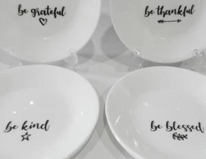 ❤️ 4 Corelle SENTIMENTS 6.75" Appetizer Plates BE THANKFUL GRATEFUL KIND BLESSED - Picture 1 of 4