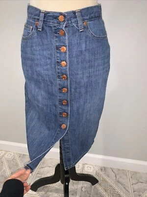 Gap Denim Womens Skirt Button Down Knee Length Sz 27 Petite Dark Denim - Image 1 of 4