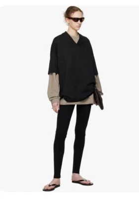 Fear of God Leggings Size XXL WOMENS Essentials Black Ribbed Knit 33” Inseam - Imagem 1 de 4