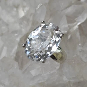 Anillo de cristal de montaña plata de ley 925 tamaño 56 piedra curativa hecho a mano rareza R1967 - Imagen 1 de 7