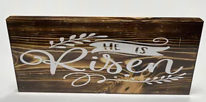 HE Is Risen Rustic Handmade Wood Sign Inspirational Jesus Wall Decor - Picture 1 of 5