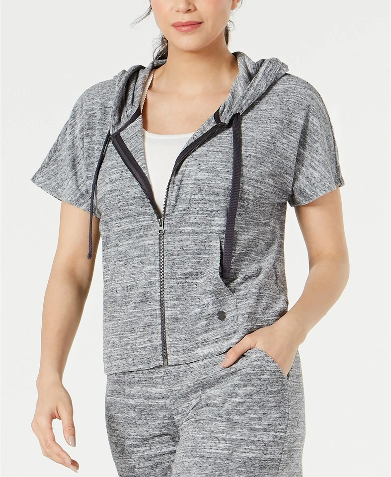 Ideology Womens Gray Athleisure Cropped Running Hoodie Athletic S BHFO 6396