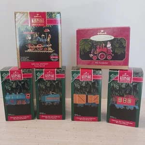 (6) Vintage Hallmark Christmas Train Ornaments Sky Line Jolly Loco Santa Special - Picture 1 of 17
