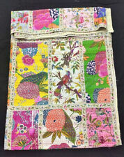 Indian Hand Block Floral Print Kantha Quilt Blanket Cotton Bedspread Throw Quilt