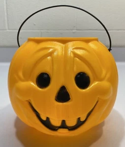 Vintage GENERAL FOAM Blow Mold Jack-O-Lantern Pumpkin Candy Bucket Pail USA - Picture 1 of 4