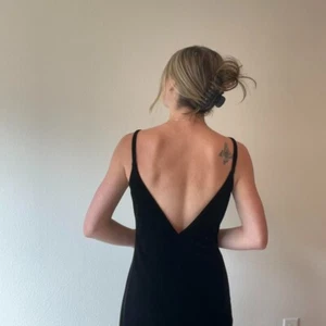 Vintage 90s My Michelle Black Velvet Maxi Dress With Open Back & Side Slit Large - Picture 1 of 8