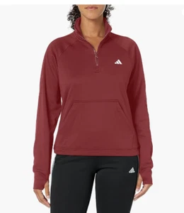adidas Women's Aeroready Game and Go Quarter-Zip Fleece Top - Picture 1 of 2