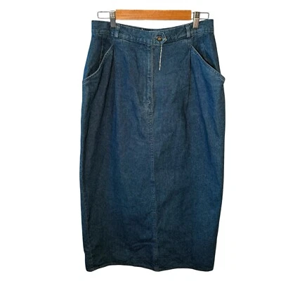 Maxi Falda Denim Vintage Ruff Talla 14 Deadstock Boho Hippie Vaquera Pradera Foto 1 de 4