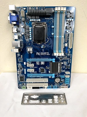 GIGABYTE GA-Z77-HD3 LGA 1155 Intel HDMI SATA 6Gb/s USB 3.0 ATX Motherboard + I/O - Image 1 of 4