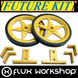 Future Kit 80mm Yellow Robot Wheel Set Fixings Bracket DC Motor Flux Workshop - Picture 1 of 2