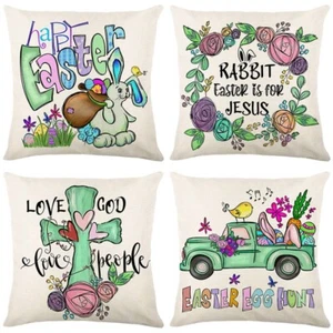 Easter Throw Pillow Cover Decoration Home Holiday Easter Sofa Bedside Pillowcase - Picture 1 of 20